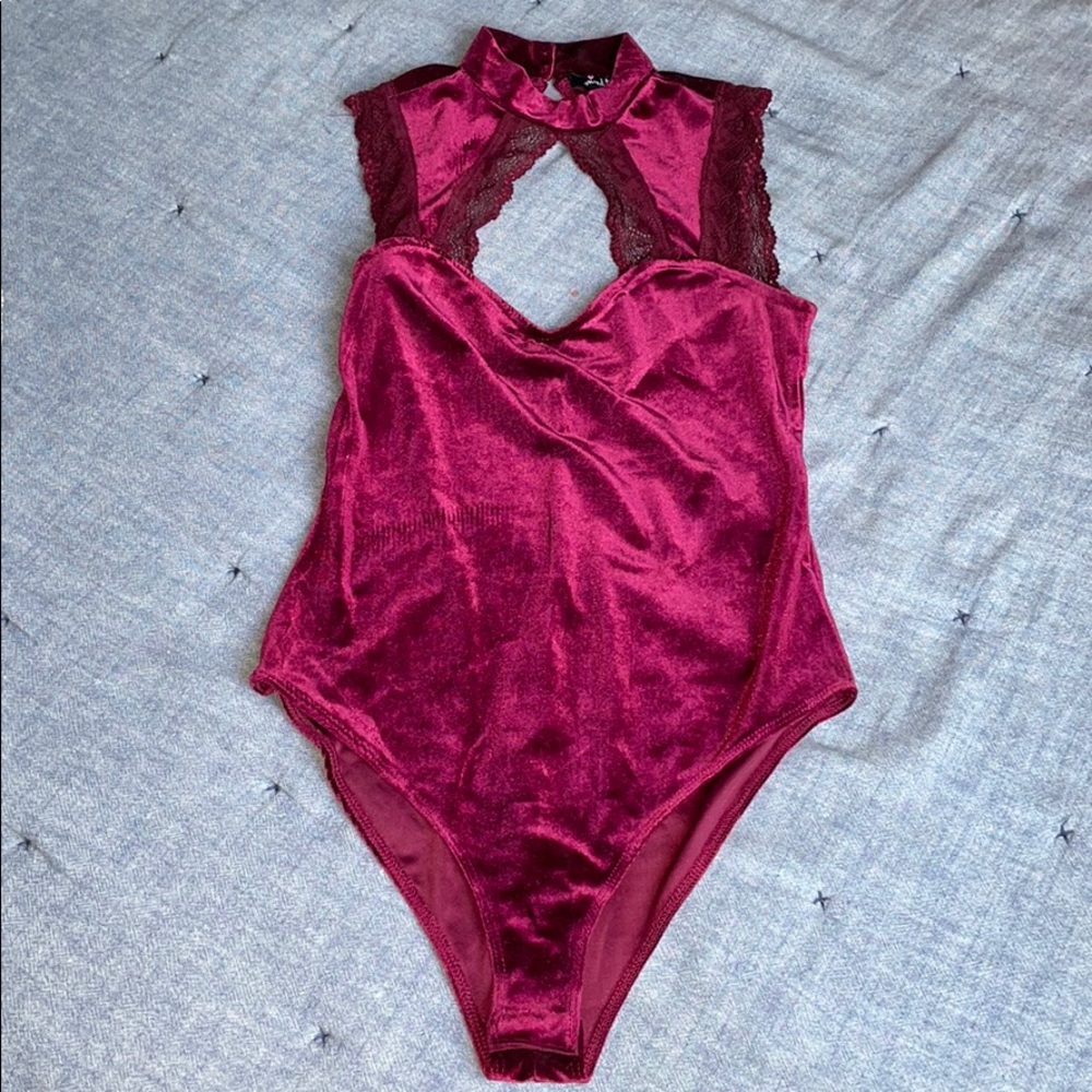 velvet maroon bodysuit